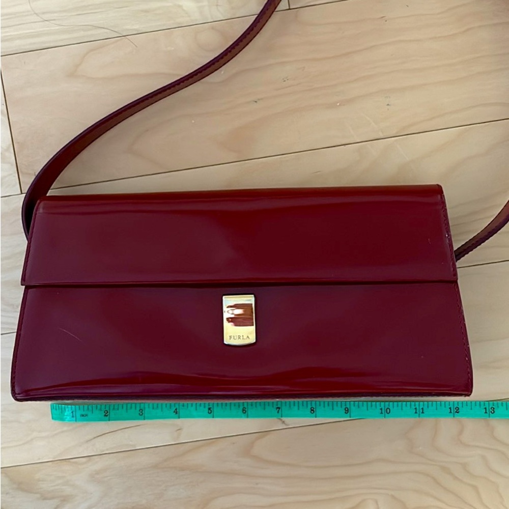 Furla Red Patent Leather Shoulder Clutch